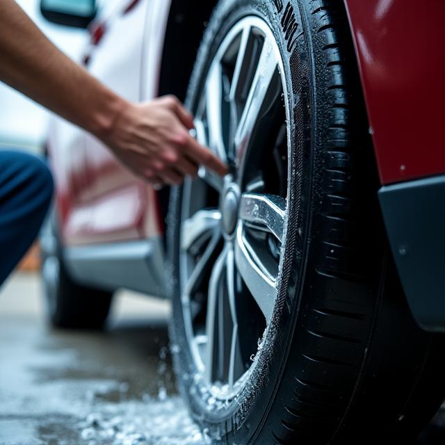 Professional tire cleaning and detailing service